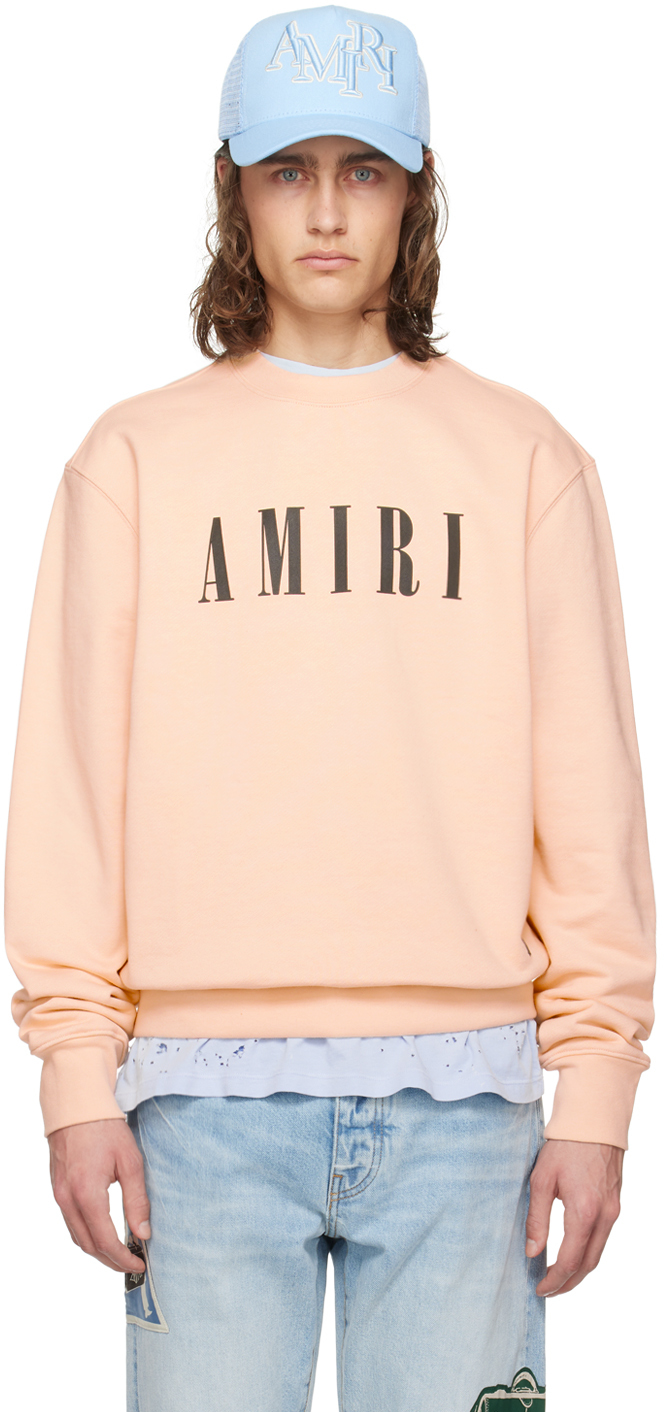 Amiri Pink Core Sweatshirt In Cream Tan