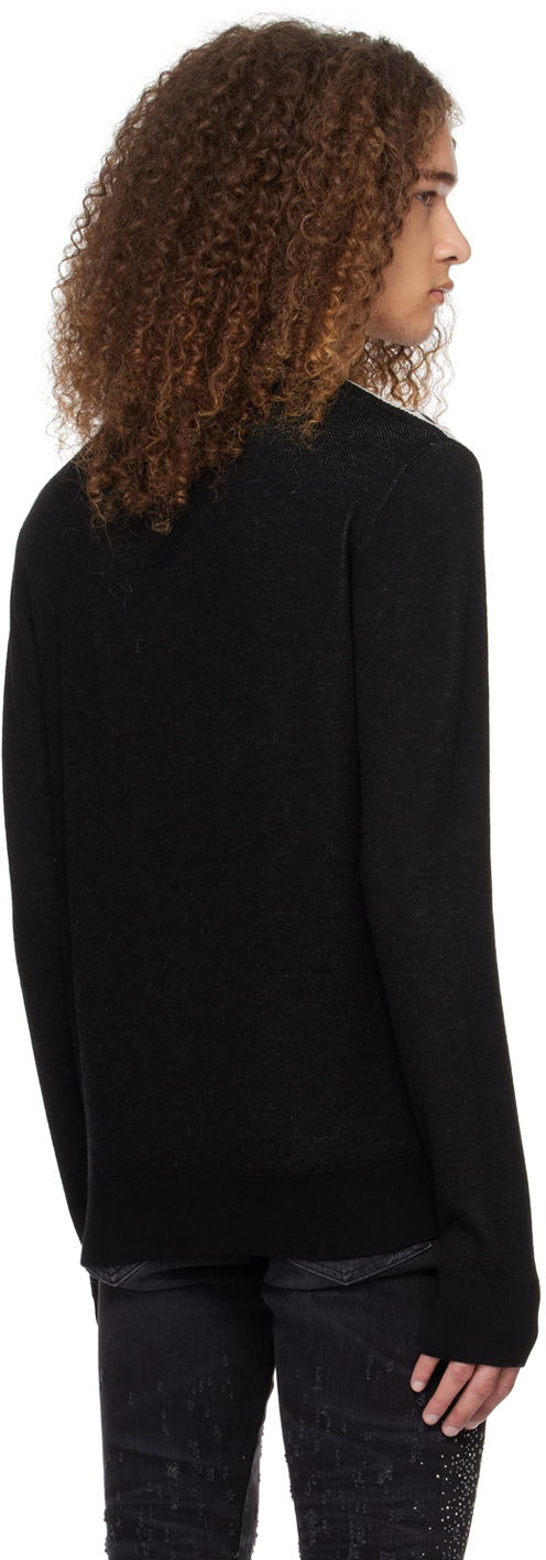Amiri Lapel Long-sleeved Knitted Cardigan In Black