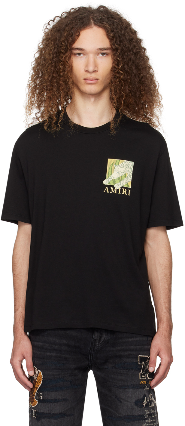 AMIRI: Black Leopard T-Shirt | SSENSE