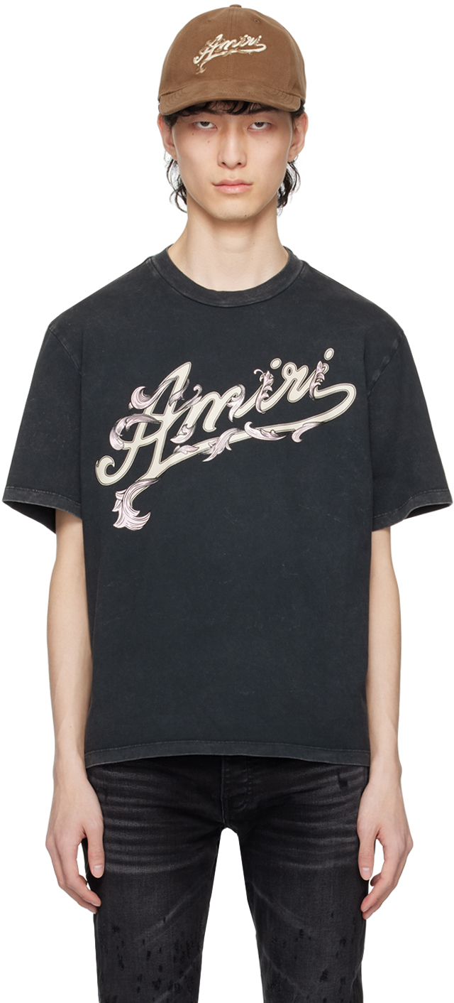 Shop Amiri Black Filigree T-shirt