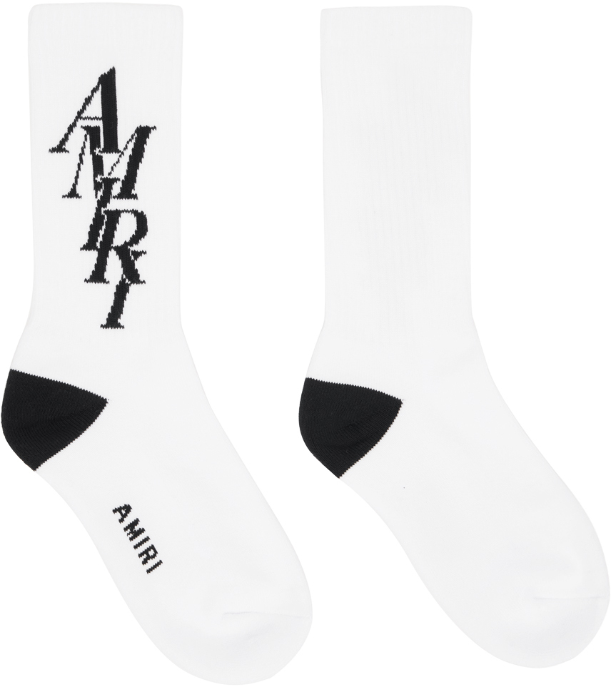 AMIRI: White & Black Stack Socks | SSENSE