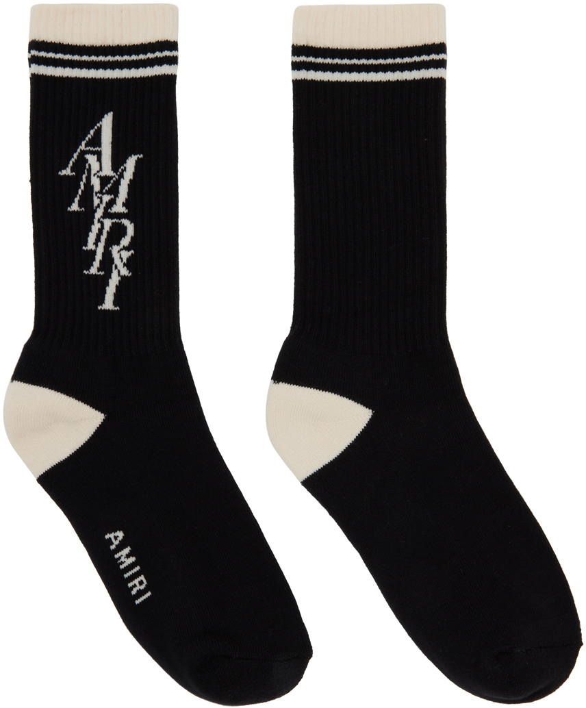 Shop Amiri Black Stack Logo Socks