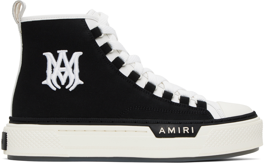 Shop Amiri Black Ma Court Hi Sneakers In Black / White