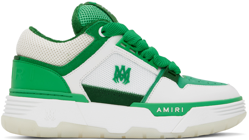 Shop Amiri White & Green Ma-1 Sneakers
