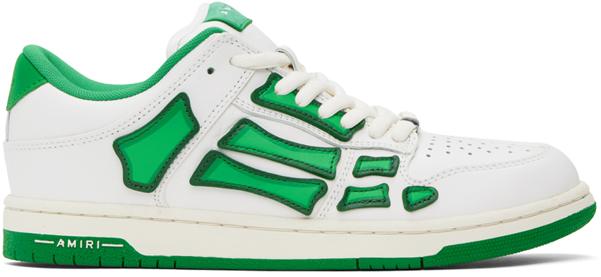 White & Green Skel Top Low Sneakers