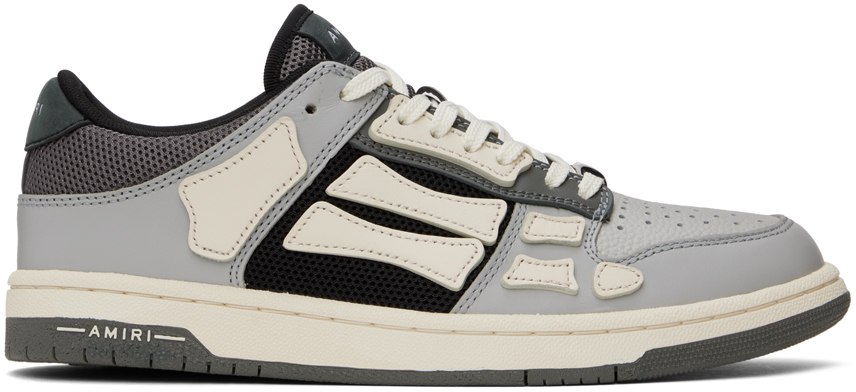 Shop Amiri Gray & Off-white Skel Top Low Sneakers In Grey