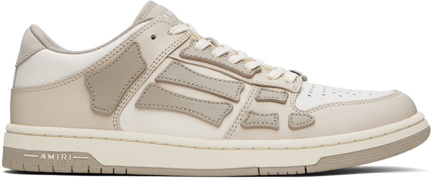 Amiri Taupe & White Skel Top Low Trainers In Alabaster