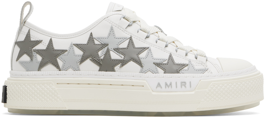 White & Gray Stars Court Low Sneakers