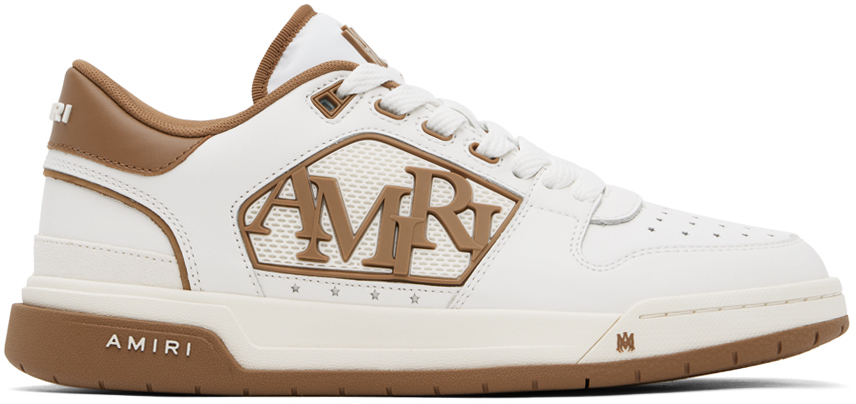 AMIRI White & Brown Classic Low Sneakers