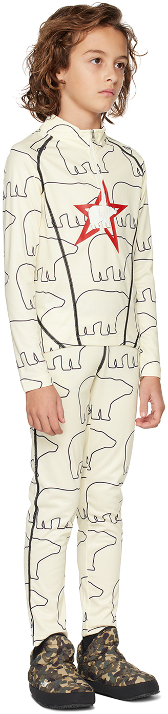 Perfect Moment Kids Off-white Polar Bear Thermal Long Sleeve T-shirt In Polar Bear Print