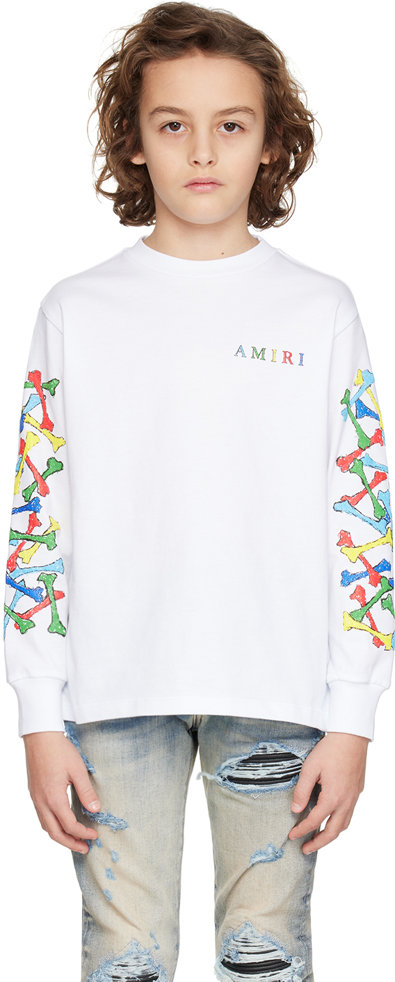 Shop Amiri Kids White Bones Scribble Long Sleeve T-shirt