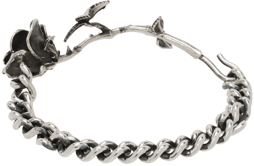Enfants Riches Déprimés Silver Rose & Chain Bracelet | Smart Closet