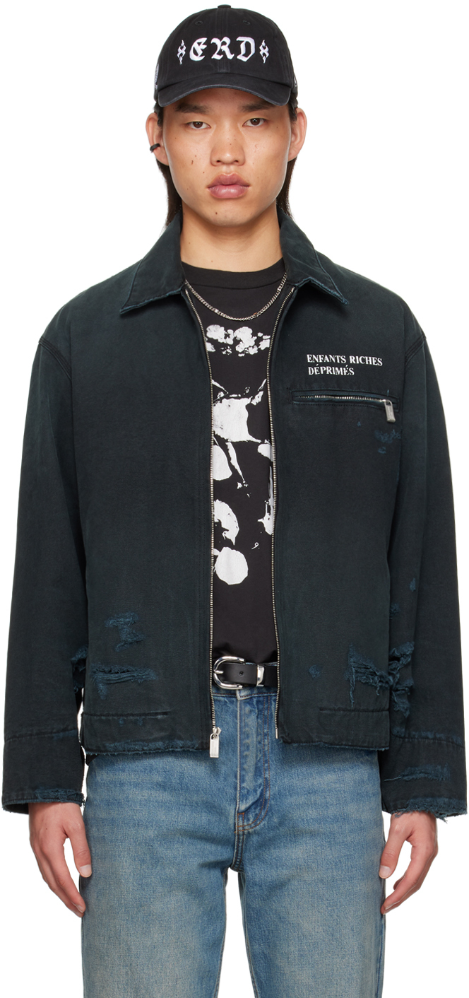 Black Distressed Jacket by Enfants Riches Déprimés on Sale 