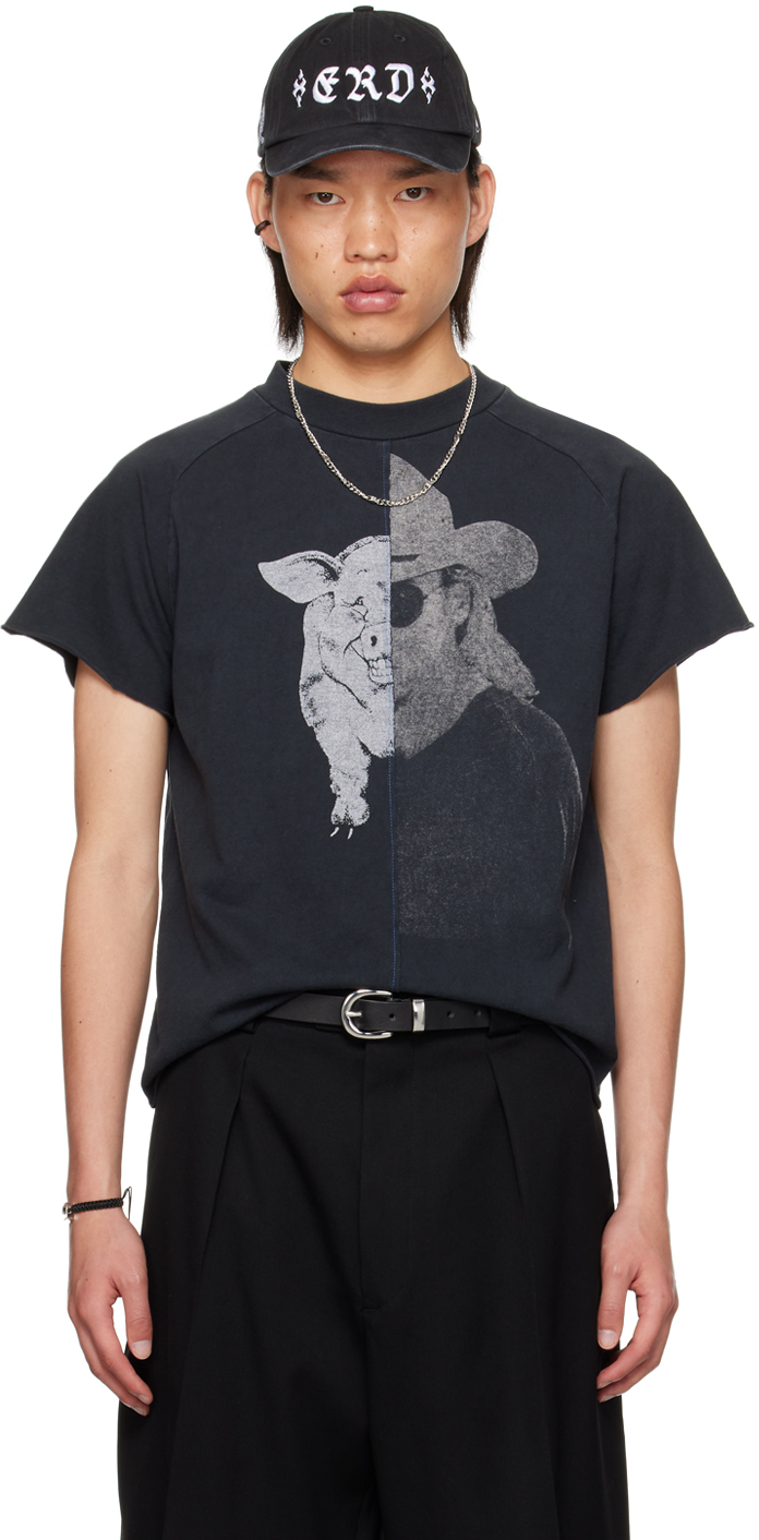 Black Junk Pig Assemblage T-Shirt