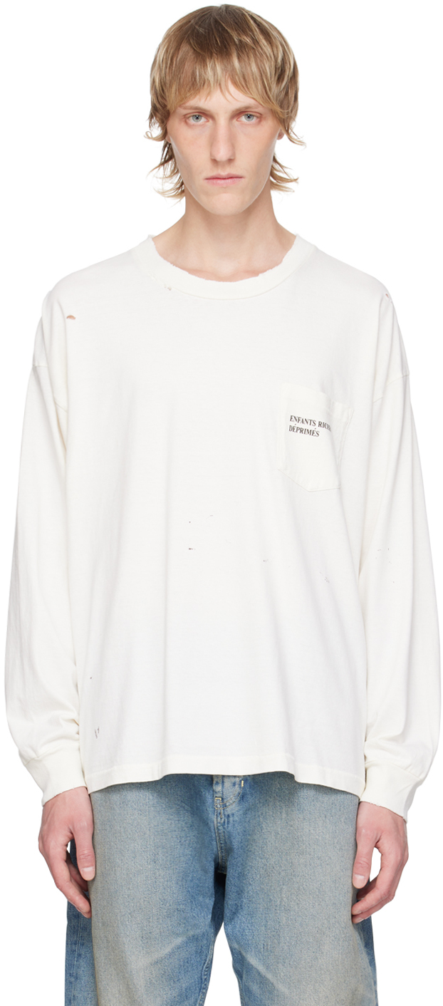 Shop Enfants Riches Deprimes Off-white Pocket Long Sleeve T-shirt In Dirt White