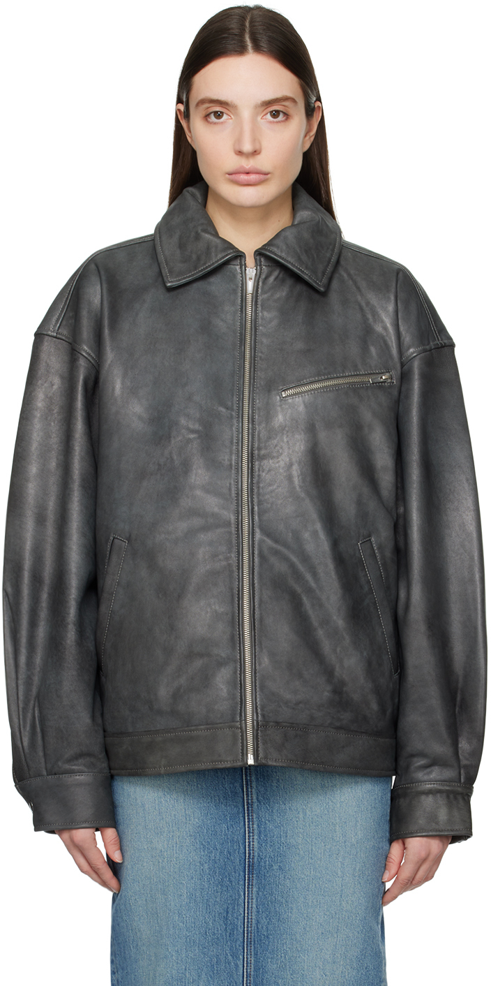 Gray Veda Marco Leather Jacket