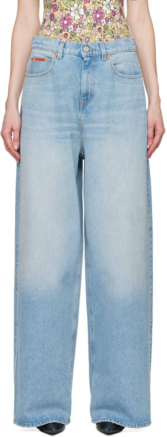 Martine Rose Blue Extended Jeans In Bleached Wash
