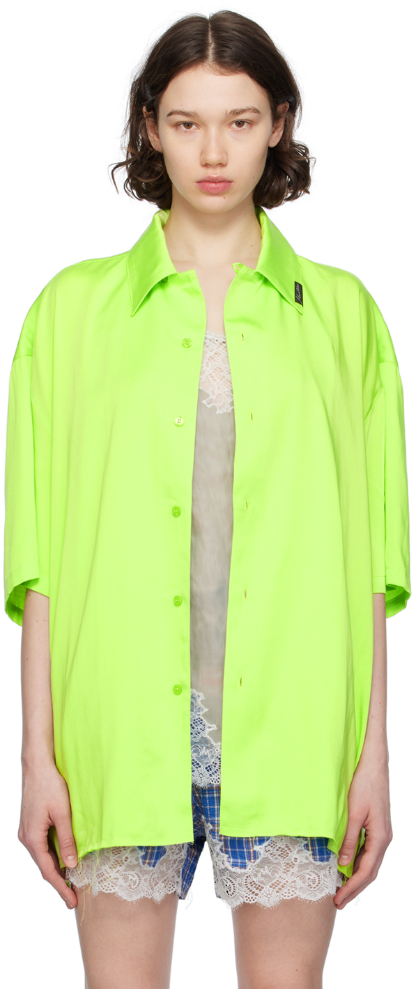 Martine Rose Green Layered Shirt In Lime / Irridescent