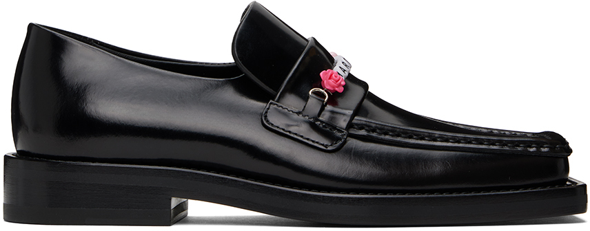 Shop Martine Rose Black Beaded Square Toe Loafers In Black / Multi