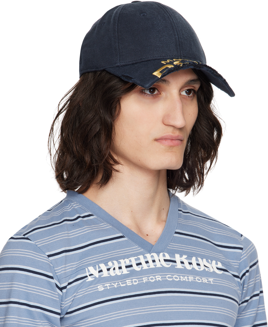 Martine Rose Navy Cut Peak Cap | Smart Closet
