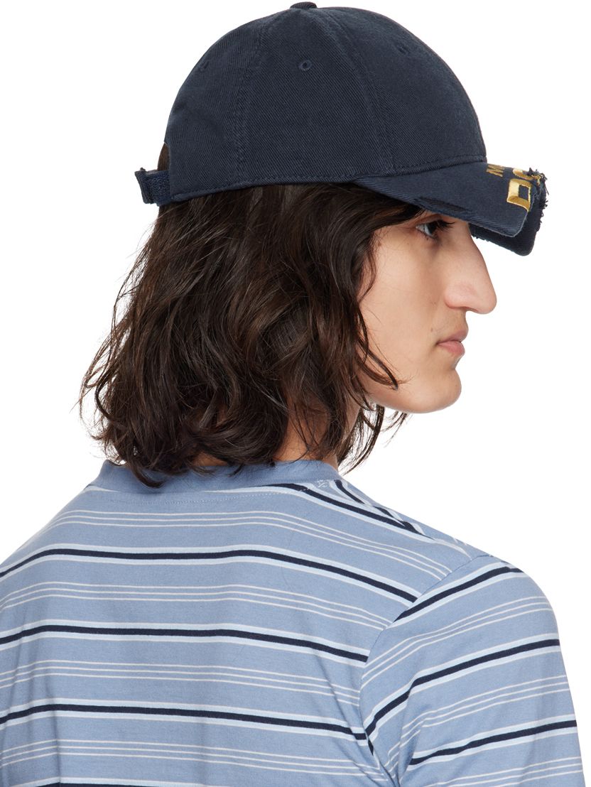 Martine Rose Navy Cut Peak Cap | Smart Closet