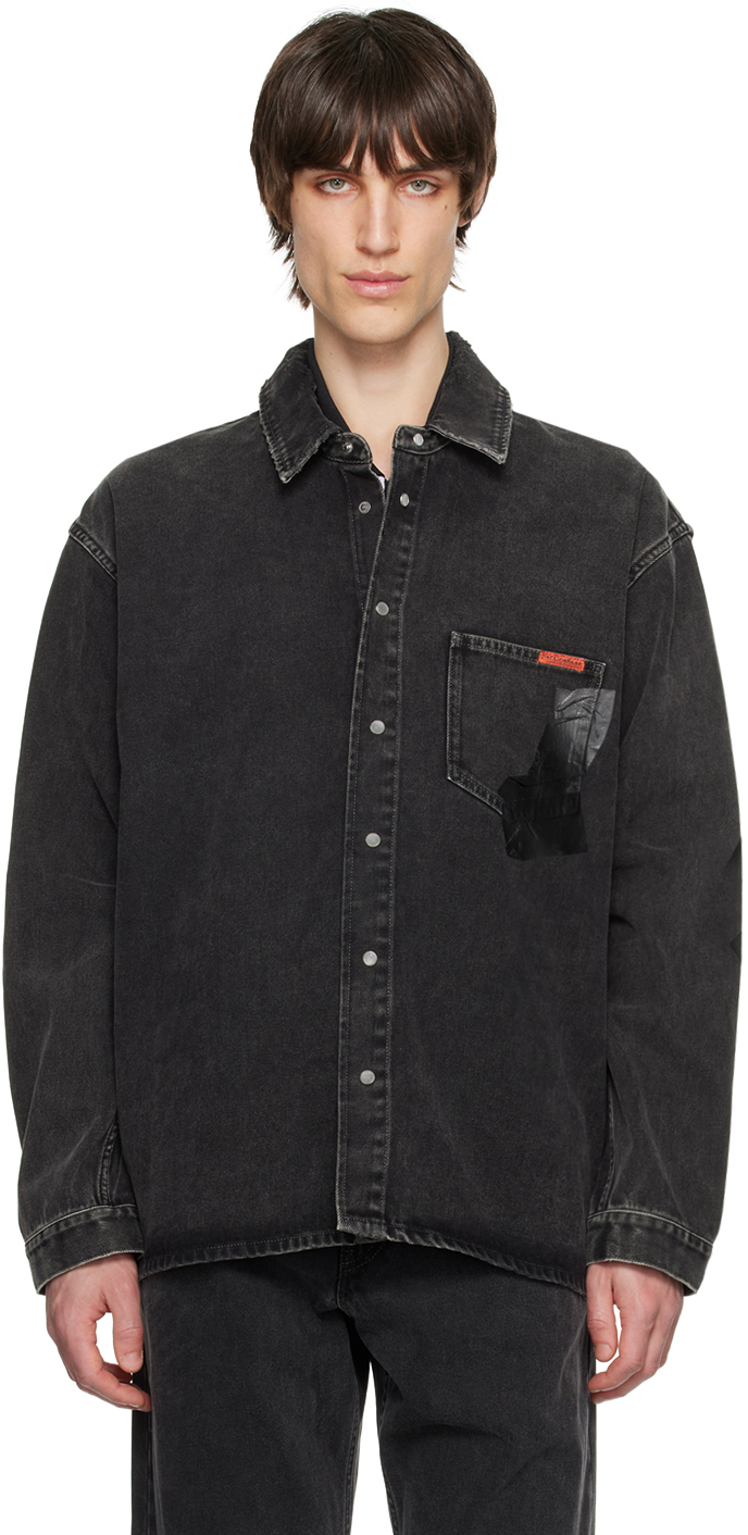 Martine Rose Black Overshirt Denim Jacket In Black Wash / Gaffer