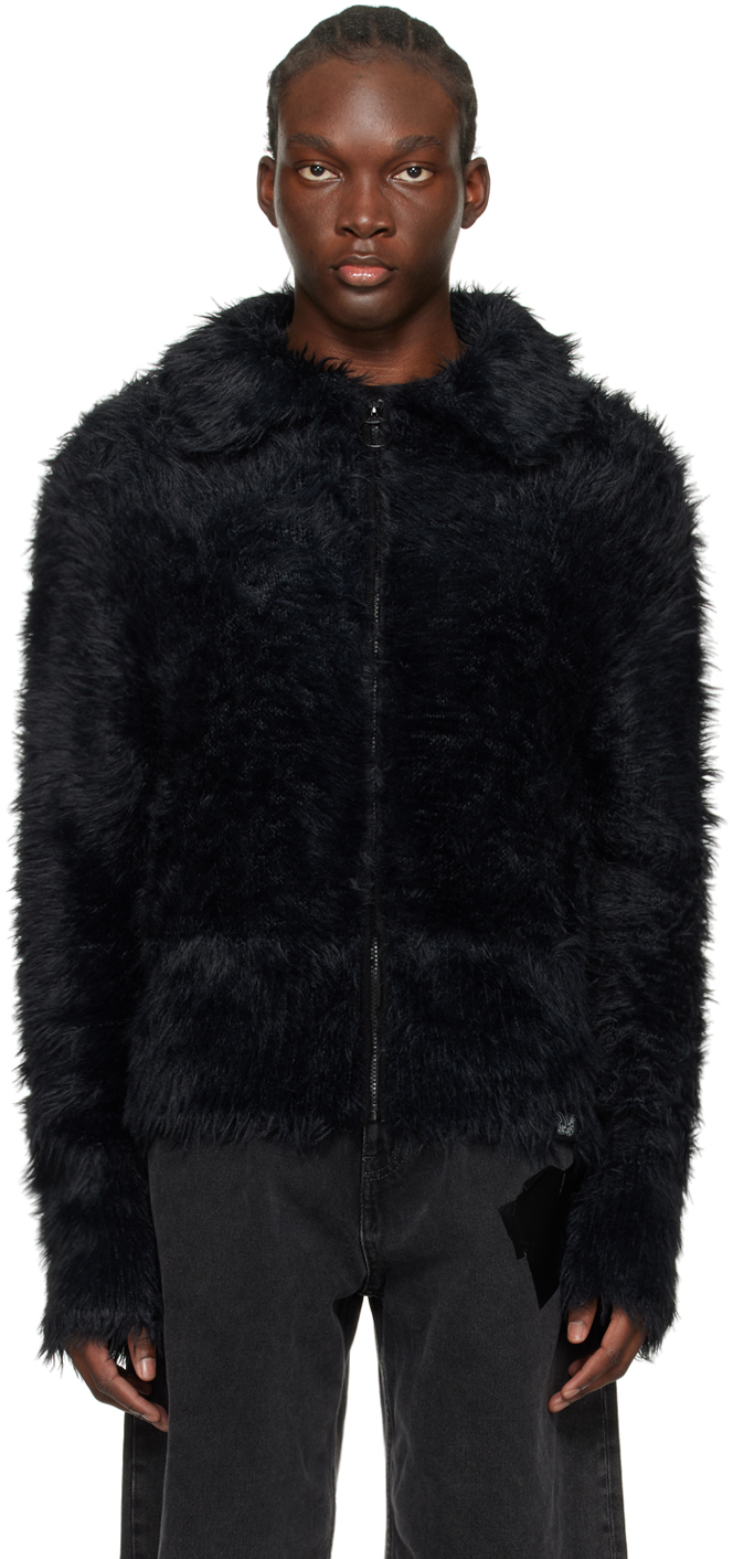 Black Hairy Jacket by Martine Rose on Sale