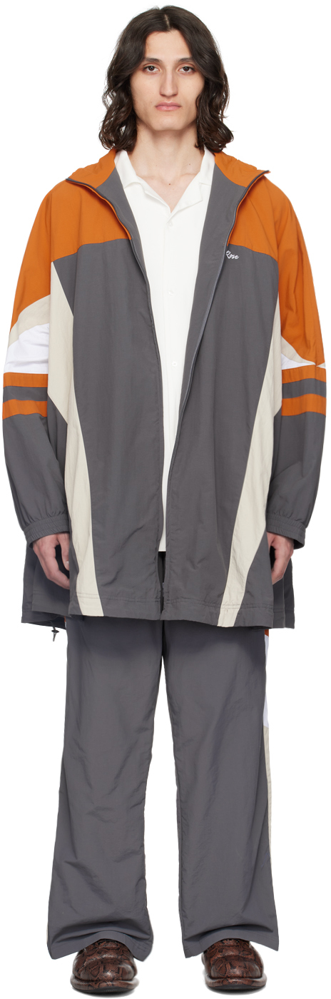 Martine Rose Gray & Orange Compressed Track Jacket In Grey / Orange / Beig