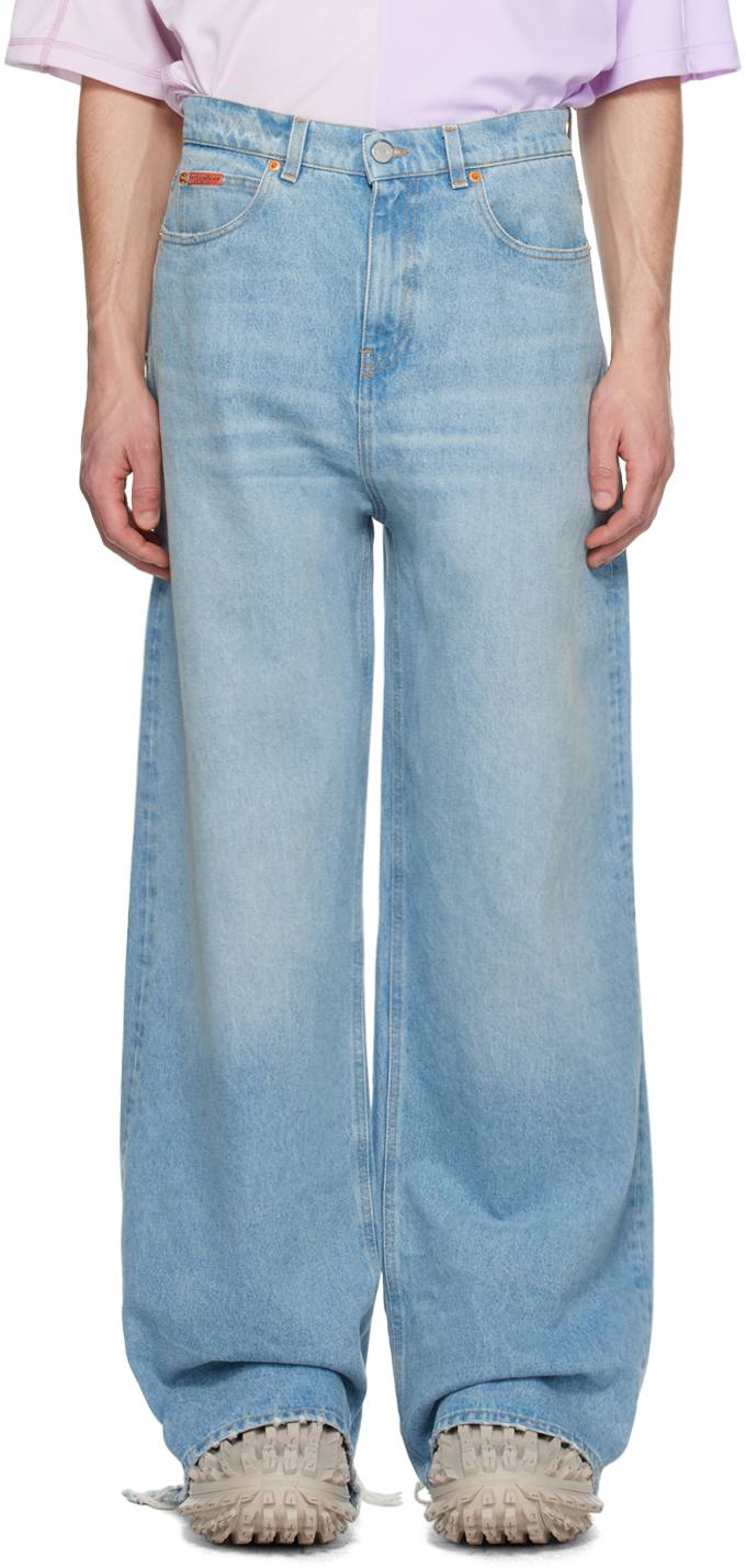 Martine Rose Blue Extended Jeans In Bleached Wash