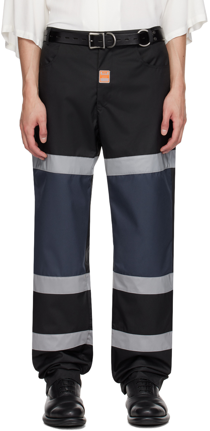 Shop Martine Rose Black & Navy Safety Trousers In Black / Navy