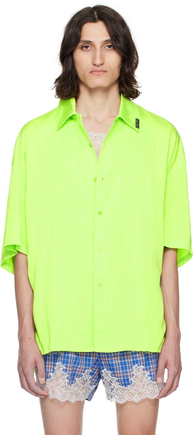 Shop Martine Rose Green Layered Shirt In Lime / Irridescent