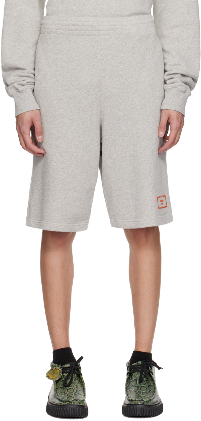 Martine Rose Gray Patch Shorts In Grey Marl / Box Logo