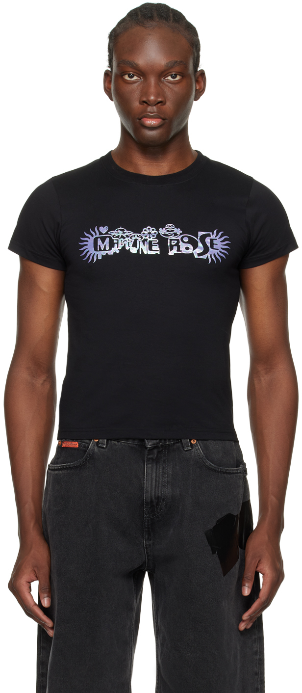 Shop Martine Rose Black Shrunken T-shirt In Black / Megatrip