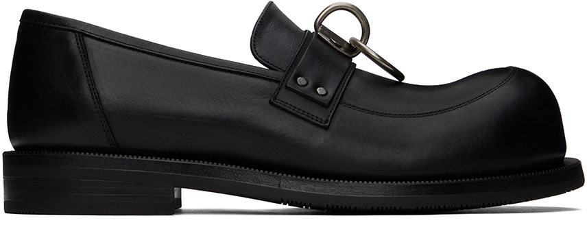 Black Bulb Toe Ring Loafers
