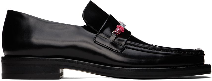 Black Beaded Square Toe Loafers by Martine Rose on Sale