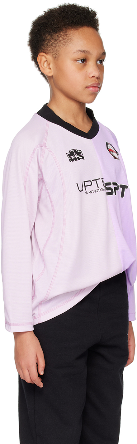Martine Rose Ssense Exclusive Kids Purple Half & Half Football T-shirt In Lilac