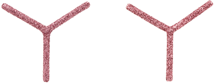 Shop Y/project Pink Mini 'y' Earrings In Pink Glitter