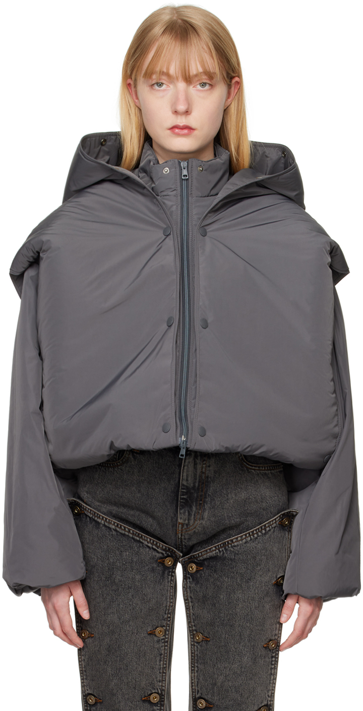 Gray Snap Off Puffer Jacket