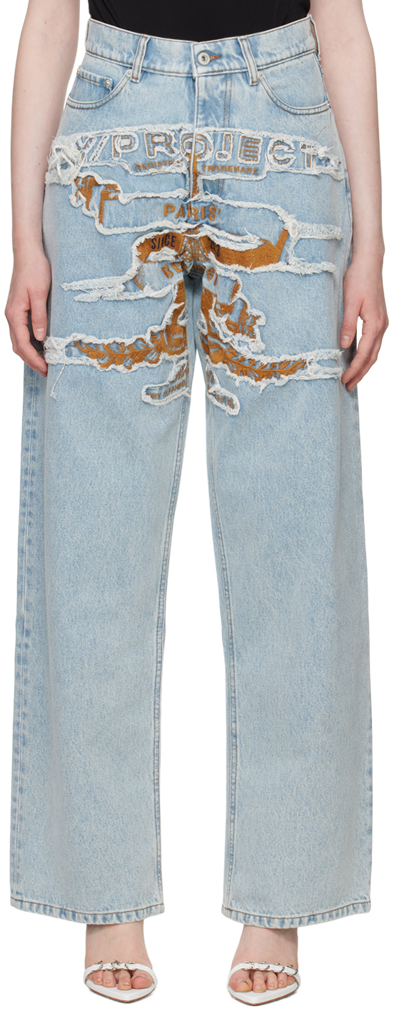 Shop Y/project Blue 'paris' Best' Jeans In Ice Blue