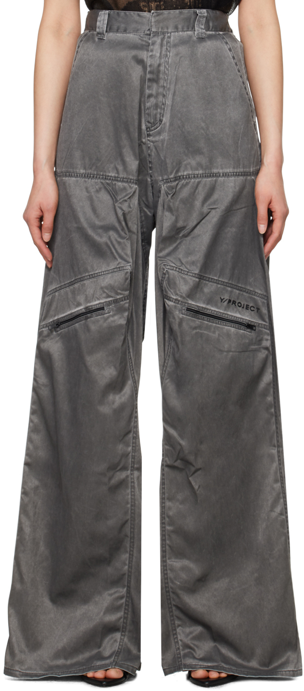 Shop Y/project Black Pop-up Trousers In Washed Black