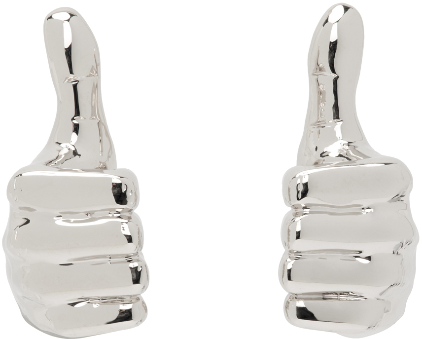 Shop Y/project Silver Mini Thumbs Up Earrings