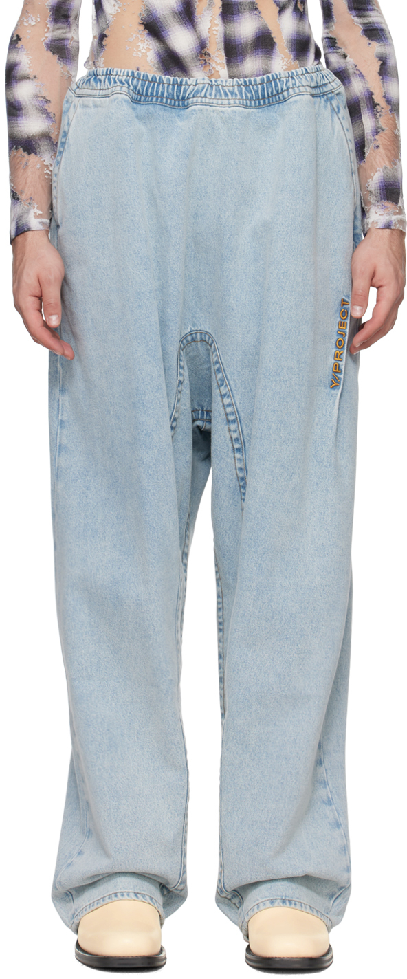 Shop Y/project Blue Souffle Jeans In Ice Blue