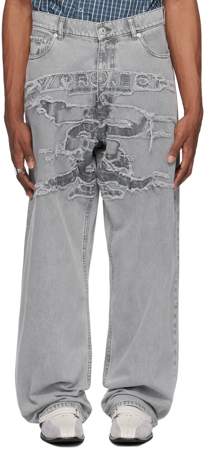 Shop Y/project Gray Paris' Best Patch Jeans In Grey