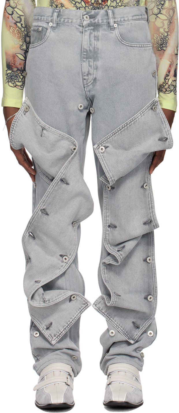 Shop Y/project Gray Snap Off Jeans In Grey