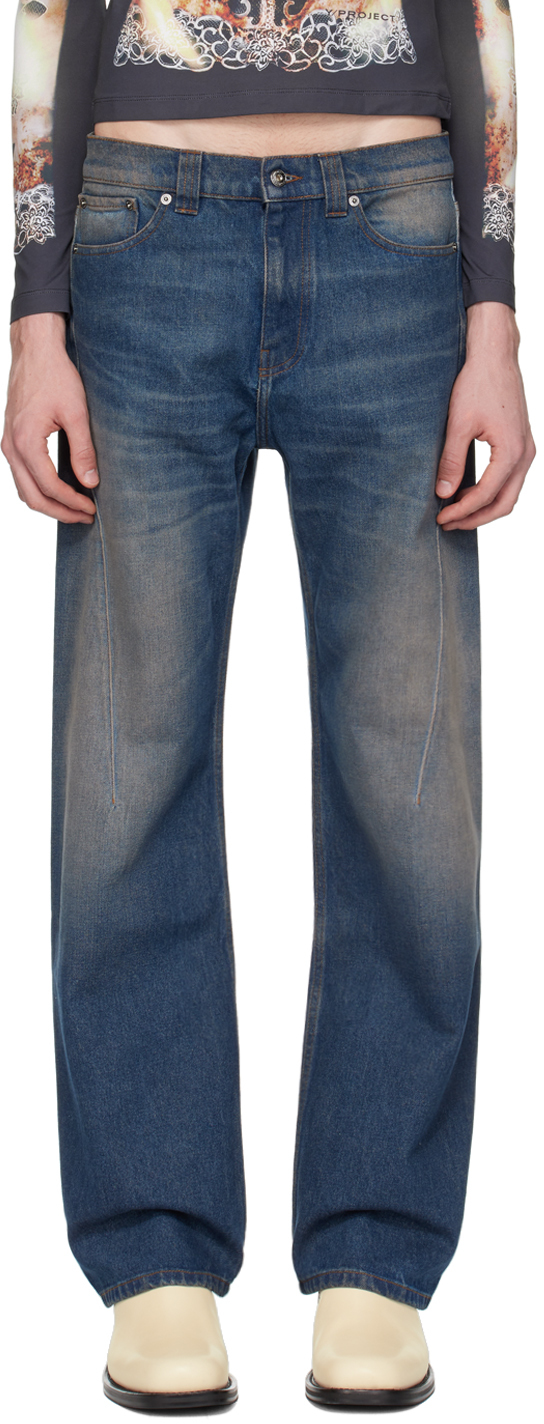 Shop Y/project Ssense Exclusive Indigo 'paris' Best' Jeans In Vintage Navy