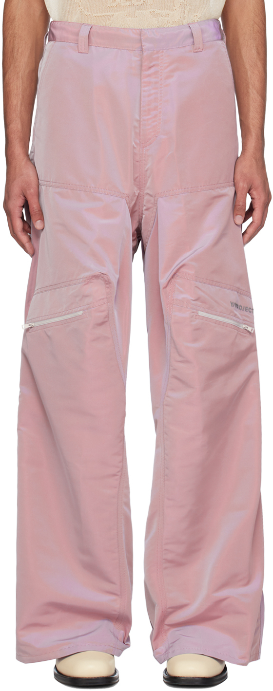 Shop Y/project Purple Gathered Trousers In Iridescent Lilac