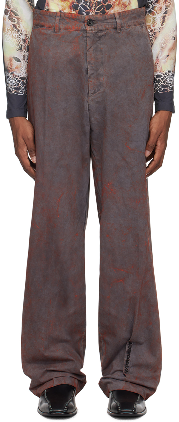Shop Y/project Gray Pinched Trousers In Dark Grey/rust
