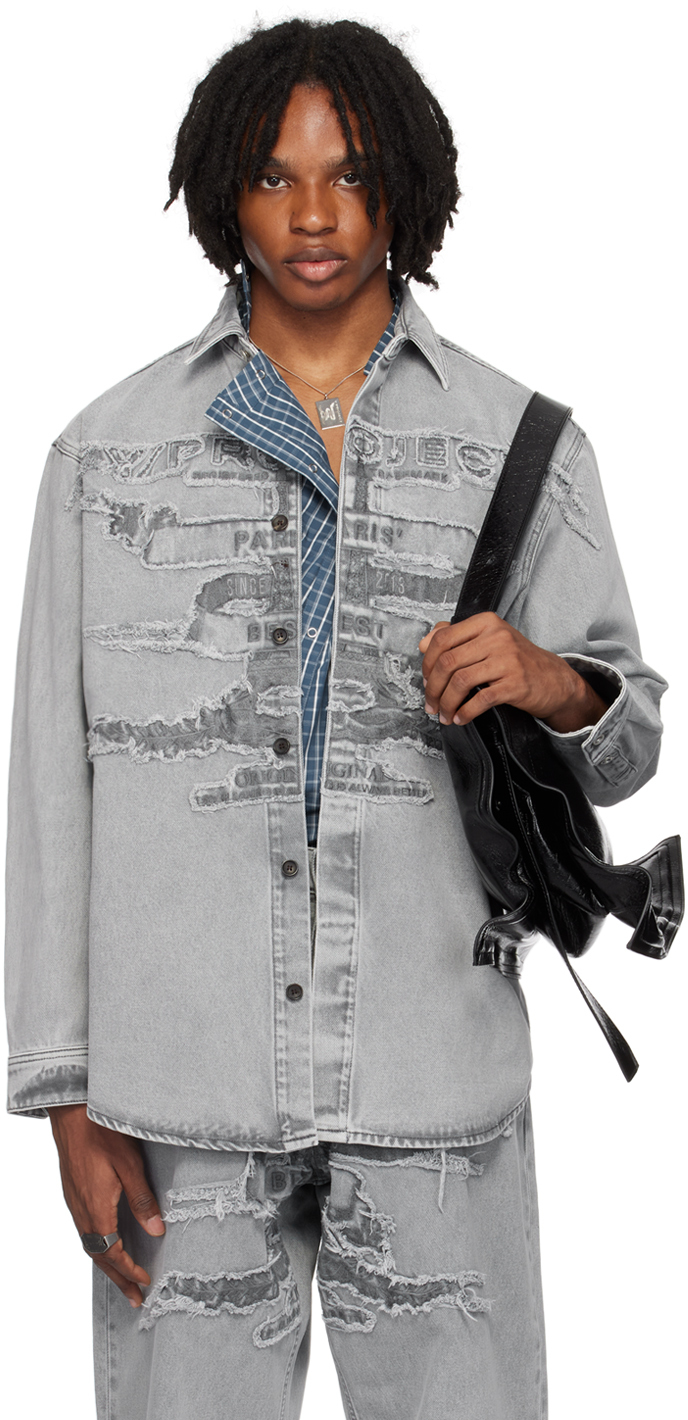 Shop Y/project Gray 'paris' Best' Denim Shirt In Grey