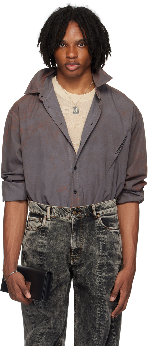 Shop Y/project Gray Pinched Shirt In Rust/grey