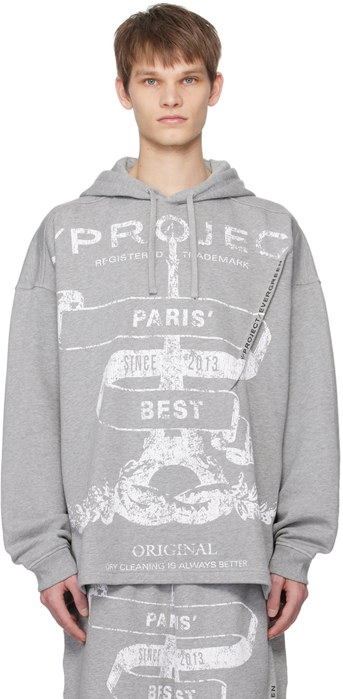 Shop Y/project Gray Paris' Best Hoodie In Evergreen Grey Melan